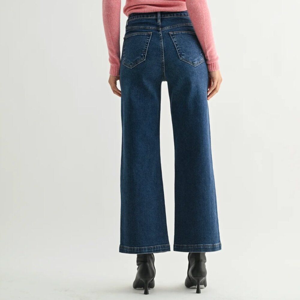 Just Black Denim The Sailor Pocket Wide Leg in Dark Denim Sz 29 USA - Picture 2 of 12